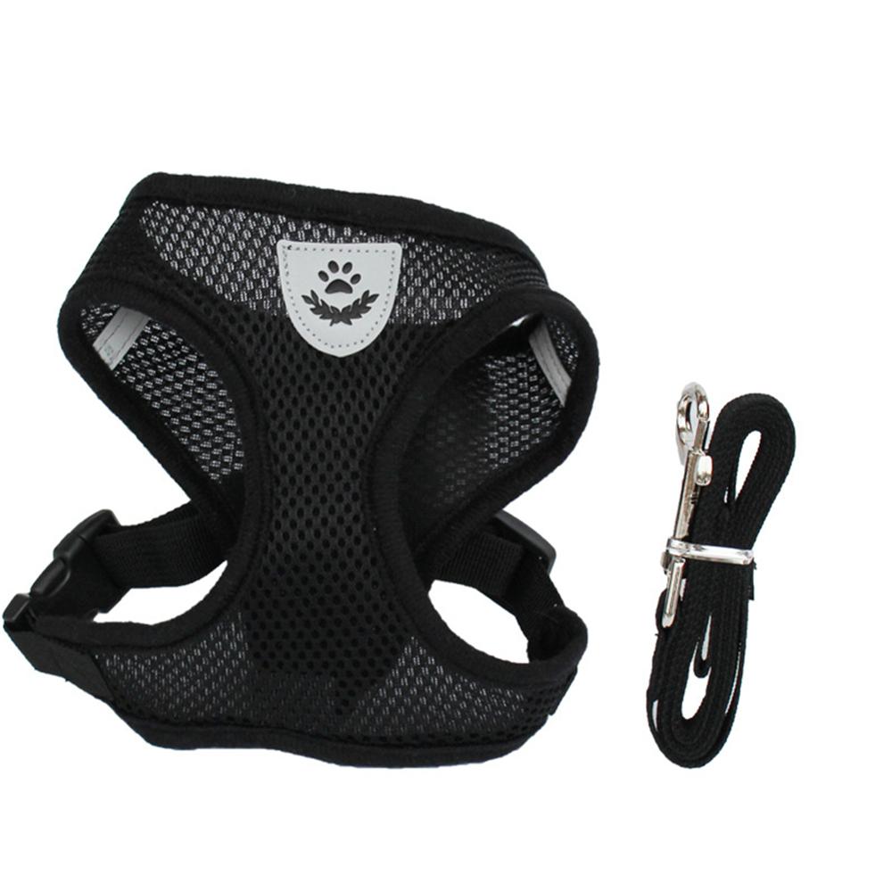 Breathable Mesh Pet Harness and Leash Set Small Dog Chest Back Strap Puppy Cat Vest Harnesses Collar Bulldog Traction Rope - petsany