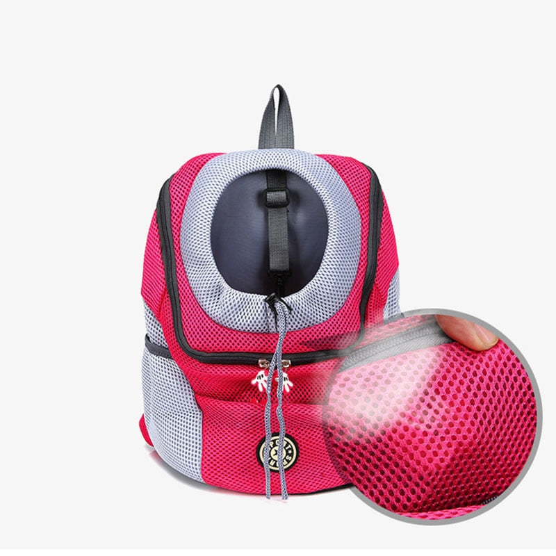 Out Double Shoulder Portable Travel Backpack Outdoor Pet Dog Carrier Bag Pet Dog Front Bag Mesh Backpack Head Pet Supplies - petsany