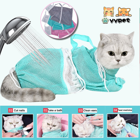 Pet Cat Washing Grooming Mesh Bags, Cat Grooming Restraint, Cat Bathing Restraint. - petsany